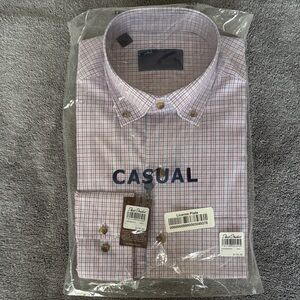 David Donahue Men's Pink and Blue Checkered Shirt